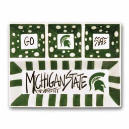 Magnolia Lane Michigan State NCAA Officially Licensed 4-Section Ceramic Tailgating Serving Platter thumbnail 1