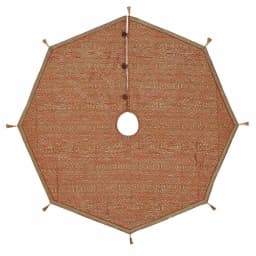 VHC Brands Soleil 48 in. Candy Apple Red & Bronze Jacquard Christmas Tree Skirt with Gold Tassels thumbnail 1
