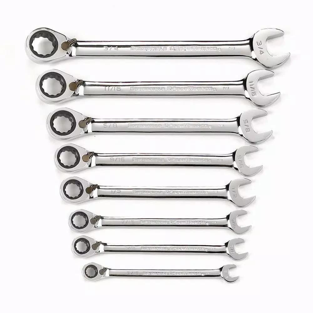 GearWrench 8-Piece SAE Reversible Combination Ratcheting Wrench Set