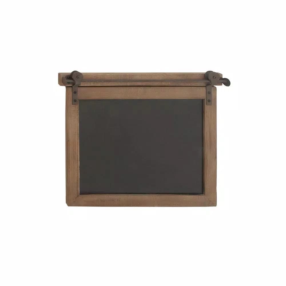 LITTON LANE Rectangular Wooden Chalkboard Memo Board with Rustic Iron Rail