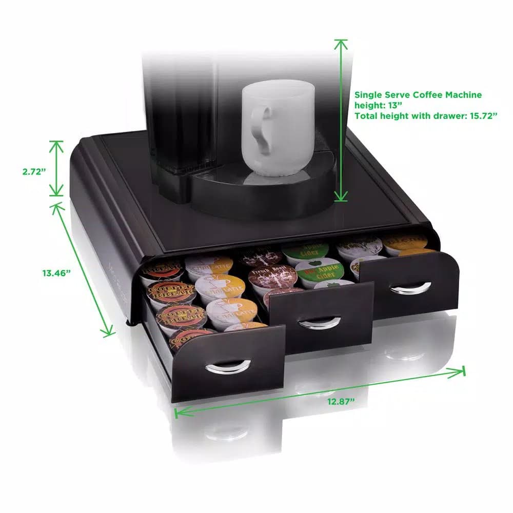 Mind Reader Anchor 36-Capacity K-Cup Storage Drawer - Black Coffee Pod Organizer with Heat-Resistant Top