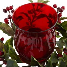 Nearly Natural 6.5 in. Holly Berry Candelabrum - Red and Green Holiday Tabletop Decor thumbnail 3
