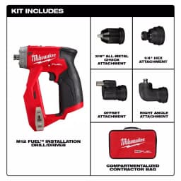 Milwaukee M12 FUEL 12V Brushless 4-in-1 Installation Drill Driver with 4 Tool Heads (Tool-Only) thumbnail 14