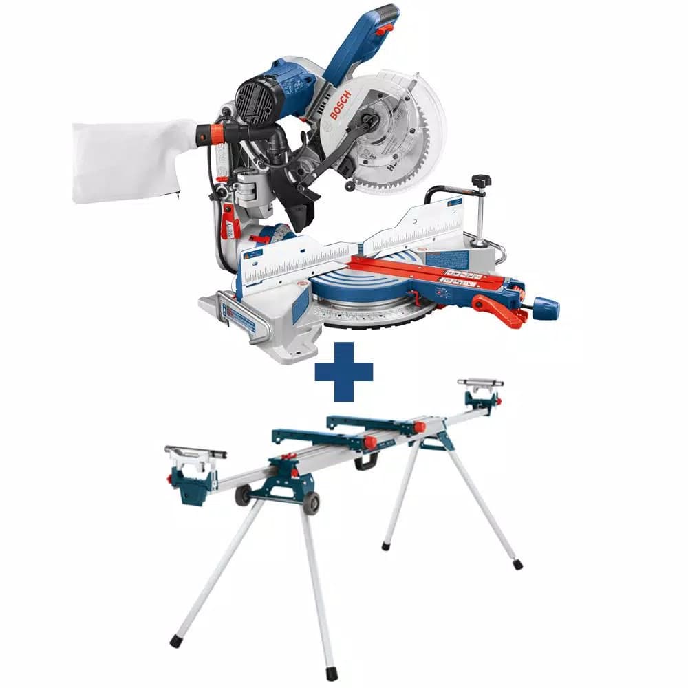 Bosch CM10GD 10 in. Dual-Bevel Sliding Glide Miter Saw with 60-Tooth Blade and Folding Leg Stand