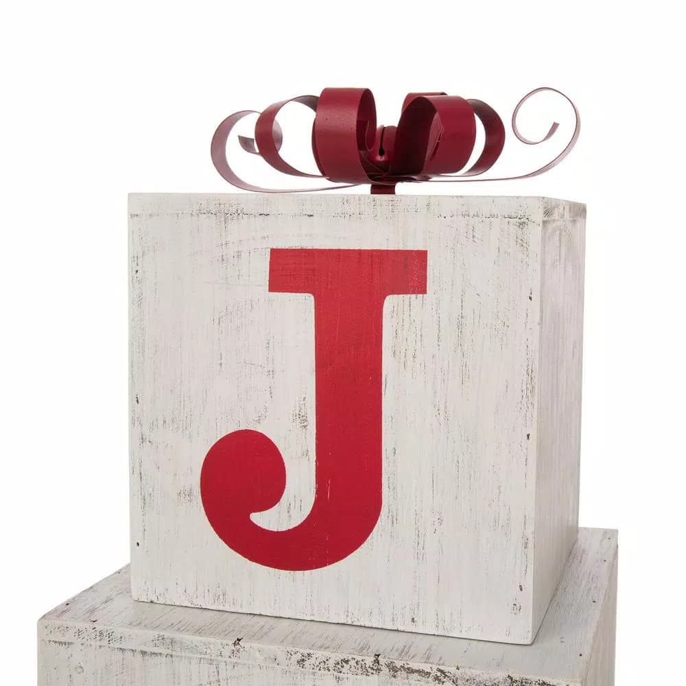 Glitzhome 31.89 in. Wooden Block Wording Porch Sign - JOY Festive Holiday Decor