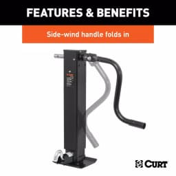CURT Direct-Weld Square Trailer Jack with Side Handle, 12,000 lbs. Support, 12.5 in. Travel thumbnail 4