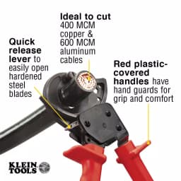 Klein Tools 10-1/4 in. Ratcheting Cable Cutter for Copper and Aluminum Wire thumbnail 3