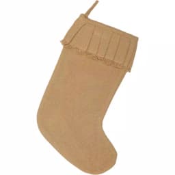 VHC Brands 15 in. Natural Cotton Burlap Ruffled Christmas Stocking - Farmhouse Style thumbnail 1