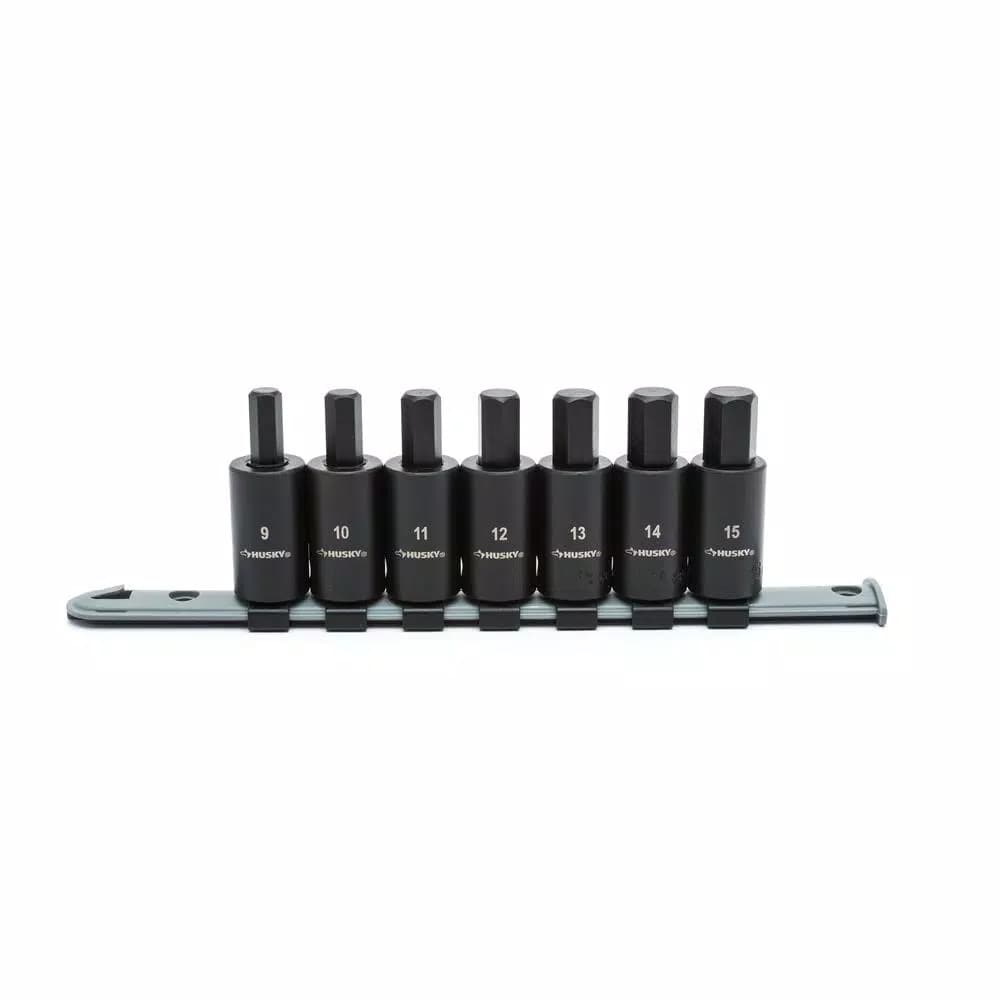 Husky 1/2 in. Drive Hex Bit Impact Socket Set, 14-Piece SAE/Metric