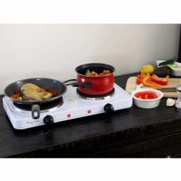 MegaChef 2-Burner Portable Electric Hot Plate Cooktop, 1700W, White thumbnail 3