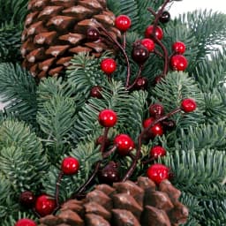 VAN ZYVERDEN 24 in. Live Fresh Cut Pacific Northwest Noble Fir Christmas Wreath with Berries and Pinecones thumbnail 5