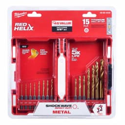 Milwaukee SHOCKWAVE Impact Duty Titanium Drill Bit Set, 15-Piece Red Helix thumbnail 5