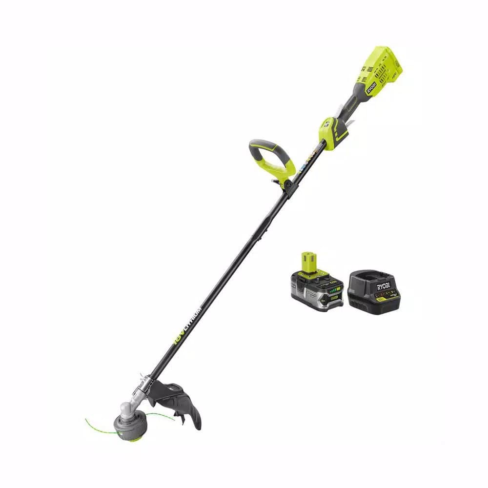 RYOBI ONE+ 18V Brushless Cordless String Trimmer with 4.0 Ah Battery and Charger Included