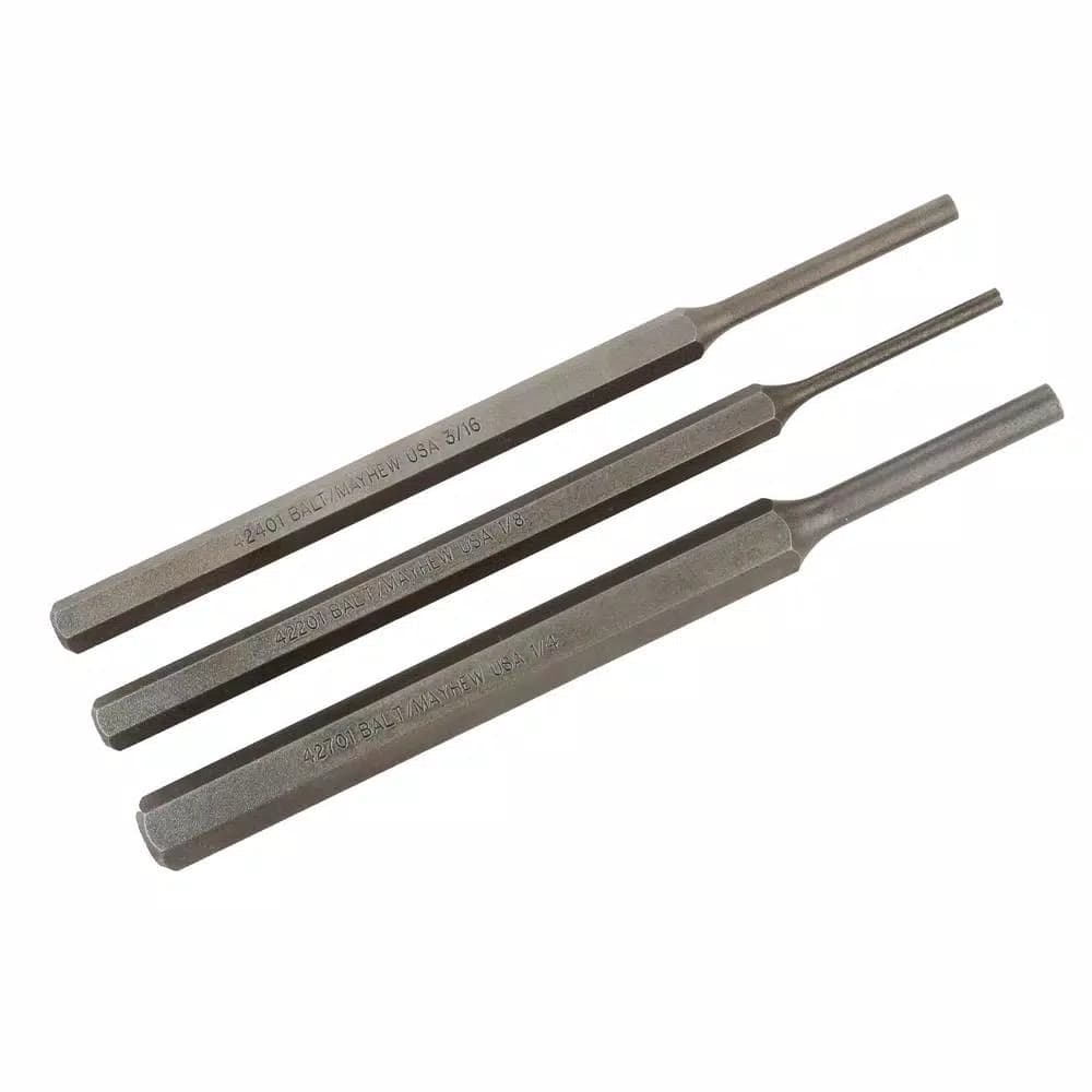 Mayhew Large Pin Punch Set (3-Piece) - Industrial Grade Alloy Steel, Made in USA