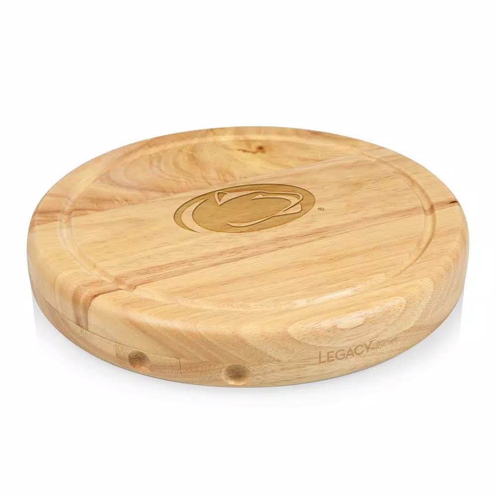 TOSCANA Penn State Nittany Lions Circo Rubberwood Cheese Board Set with 4 Stainless Steel Tools