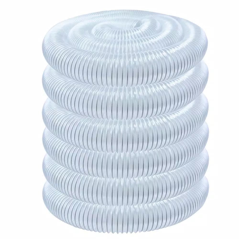 POWERTEC 4 in. x 50 ft. Flexible PVC Dust Collection Hose, Clear with Steel Wire Reinforcement