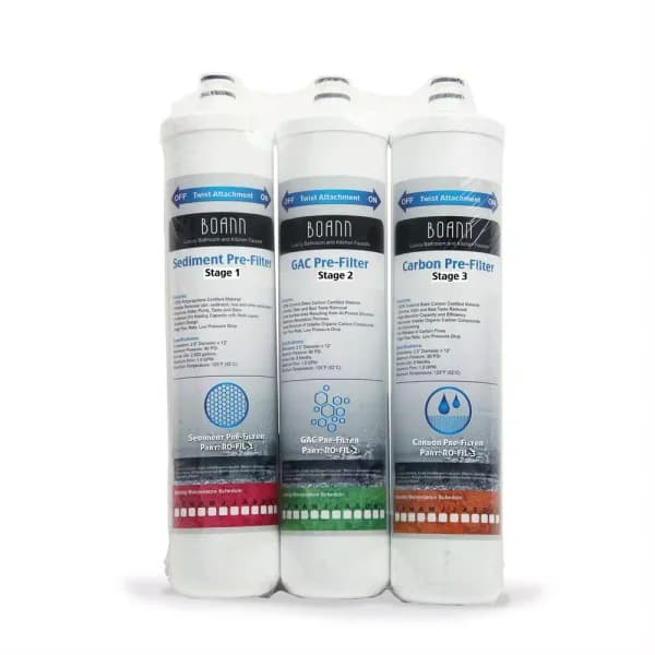 Boann 6-Month Replacement Filter Pack for Reverse Osmosis Water Filtration Systems