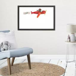 Petal Lane Home Watercolor Dog Airplane Magnetic Memo Board with Ebony Frame thumbnail 2