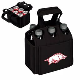 Picnic Time University of Arkansas Razorbacks 6-Bottle Insulated Neoprene Beverage Carrier, Black thumbnail 2
