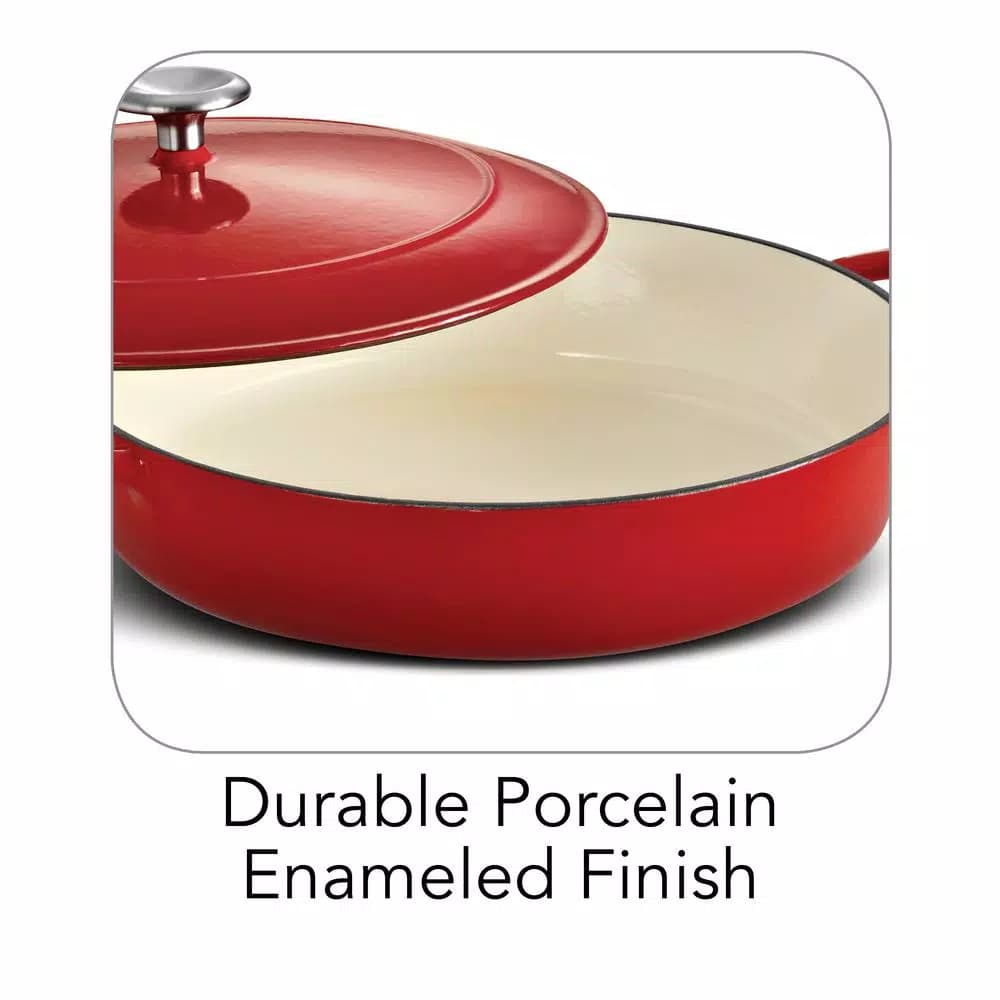 Tramontina 4 Qt. Enameled Cast Iron Braising Pan with Lid