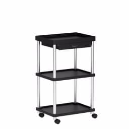Mind Reader 3-Tier 7-Compartment Rolling Black Coffee Cart with Storage Drawer thumbnail 3