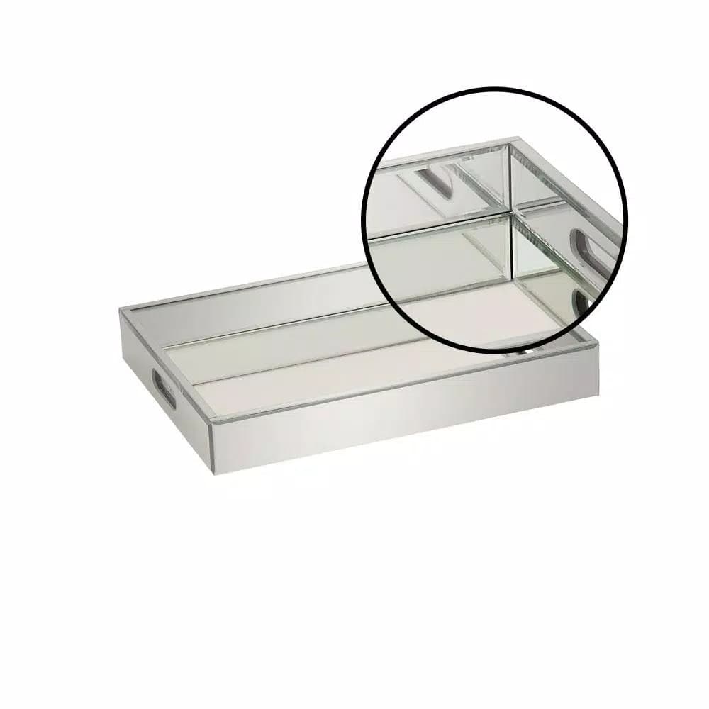 LITTON LANE 18 in. Modern Silver Decorative Mirror Tray with Polished Aluminum Exterior