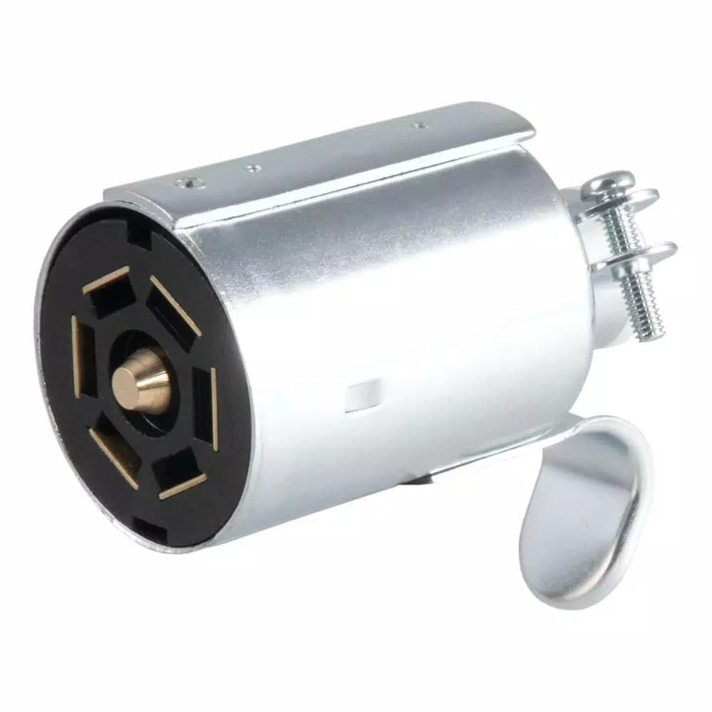CURT 7-Way Round RV Blade Connector Plug, Trailer Side, Diecast Metal