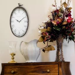 Stratton Home Decor Antique Oval Bird Wall Clock - Distressed Gunmetal & Espresso Finish thumbnail 1