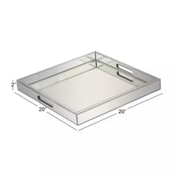 LITTON LANE 20 in. Square Modern Silver Decorative Mirror Tray with Polished Aluminum Exterior thumbnail 4