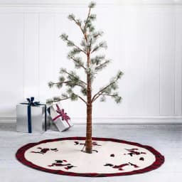 Glitzhome 48 in. Dachshund Embroidered Fabric Christmas Tree Skirt with Red Plaid Edge thumbnail 8