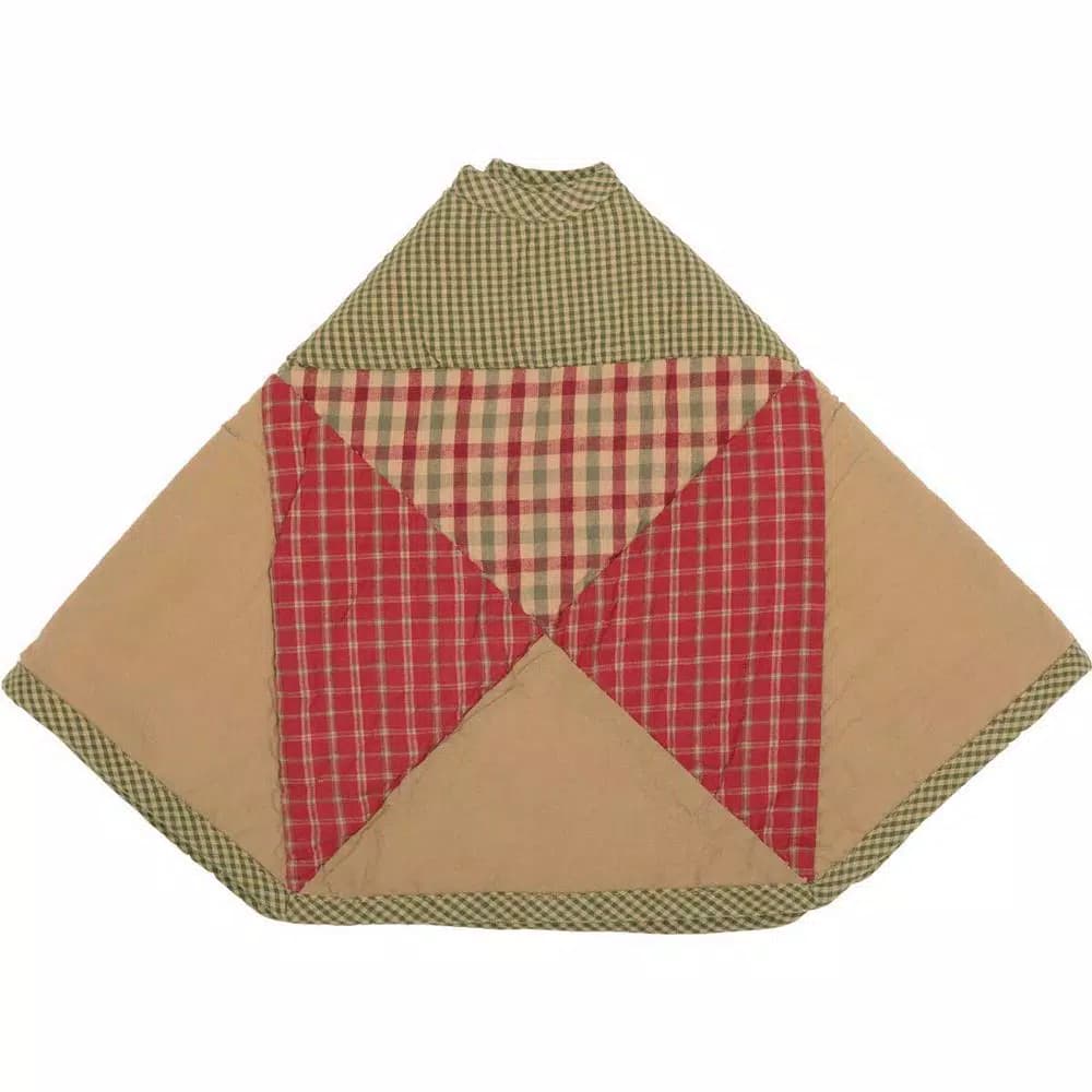 VHC Brands 21 in. Dolly Star Natural Tan Primitive Christmas Tree Skirt, Cotton Patchwork