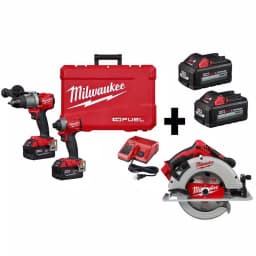 Milwaukee M18 FUEL 3-Tool Combo Kit: Hammer Drill, Impact Driver & Circular Saw with 4 Batteries thumbnail 1
