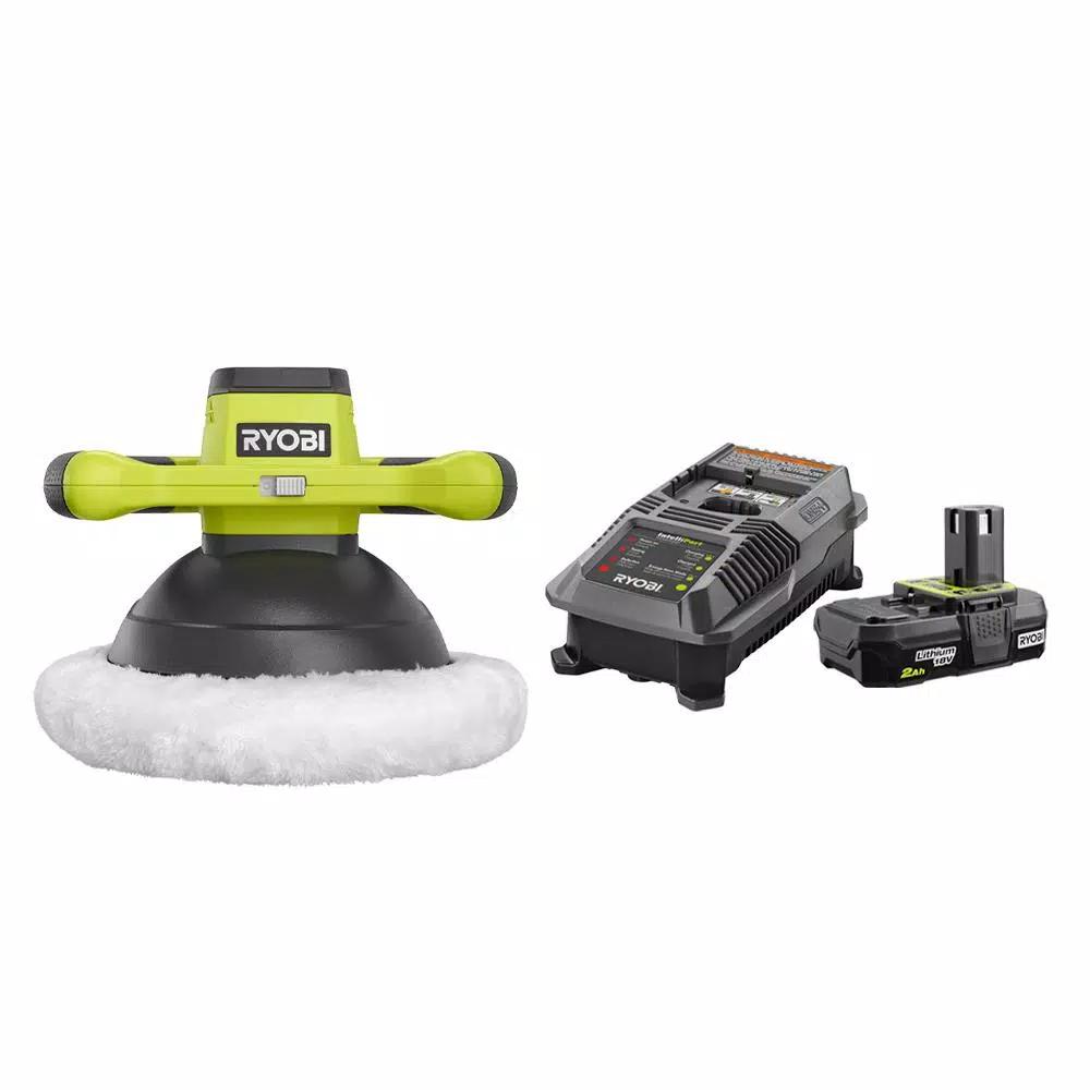 RYOBI 18V ONE+ 10 in. Cordless Orbital Buffer Kit with 2.0 Ah Battery and Charger