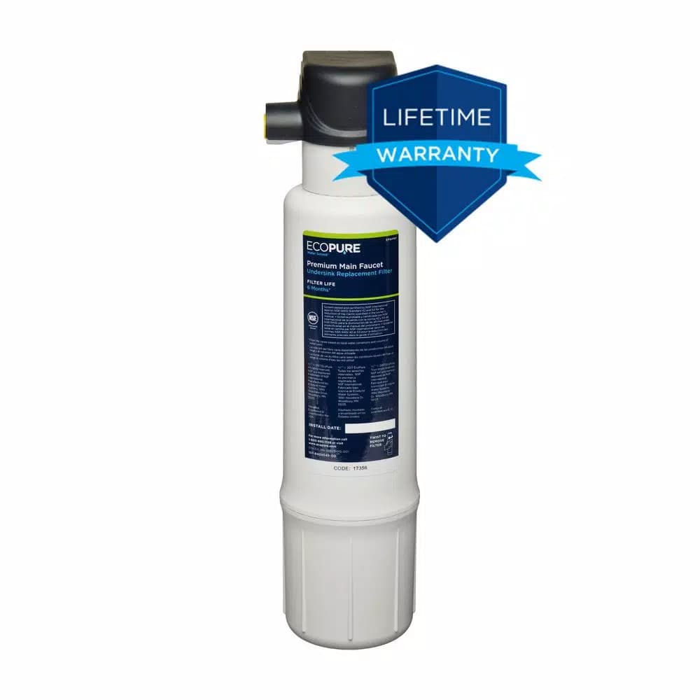 EcoPure Premium Main Faucet Undersink Water Filtration System, NSF Certified