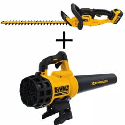 DEWALT 20V MAX Cordless Hedge Trimmer Kit with 5.0 Ah Battery, Charger, and Bonus Handheld Leaf Blower thumbnail 1
