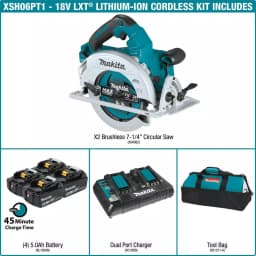 Makita 18V X2 LXT Brushless 7-1/4" Circular Saw Kit with 4 5.0Ah Batteries and Charger thumbnail 3