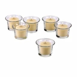Light In The Dark Clear Glass Lip Votive Candle Holders with Ivory Paraffin Candles, Set of 12 thumbnail 1
