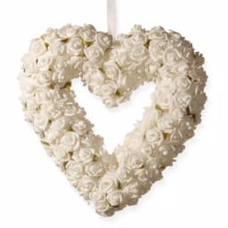 National Tree Company 9.5 in. White Rose Heart Wreath - Handcrafted Fabric Flower Decoration thumbnail 1