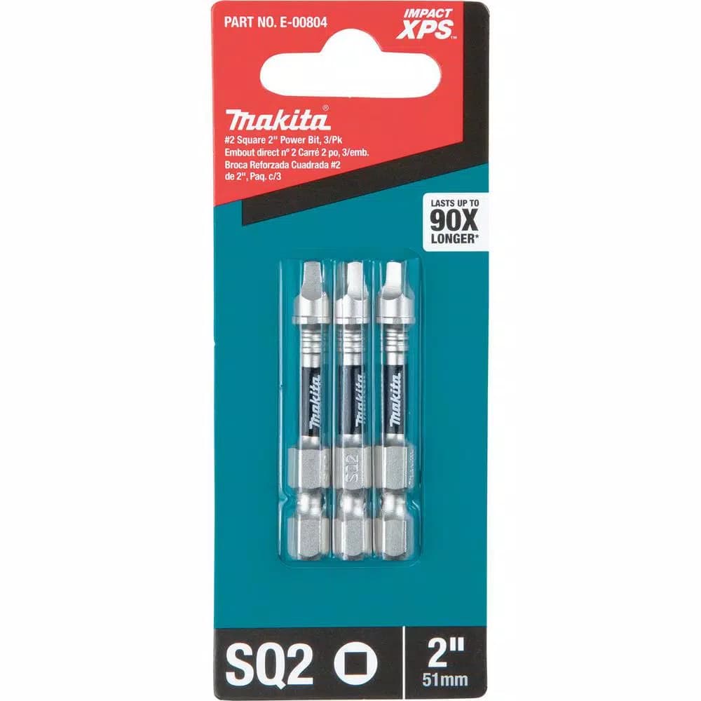 Makita ImpactXPS #2 Square 2 in. Power Bits, 3-Pack