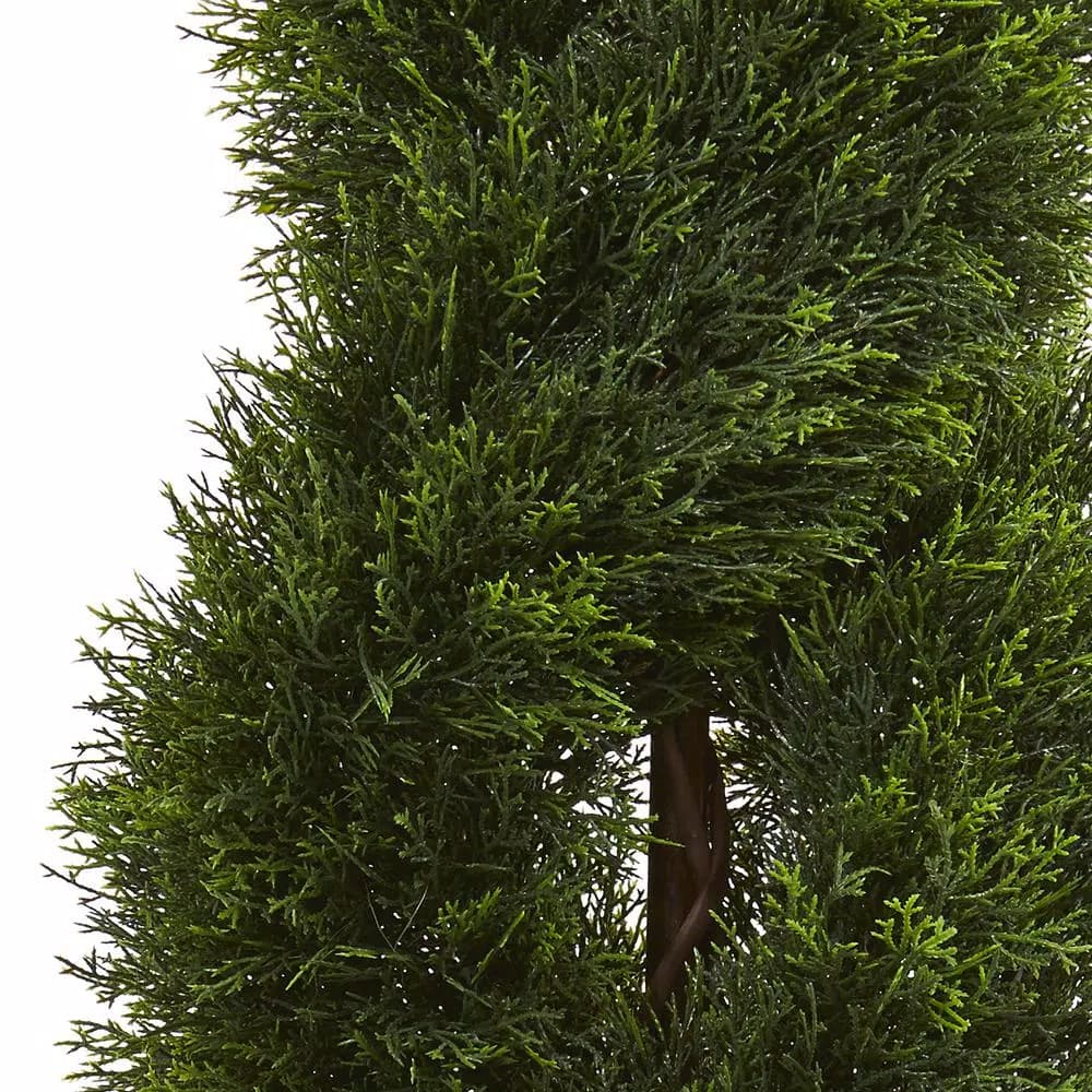 Nearly Natural 4.5 ft. Artificial Double Spiral Pond Cypress Topiary Tree in Terracotta Planter