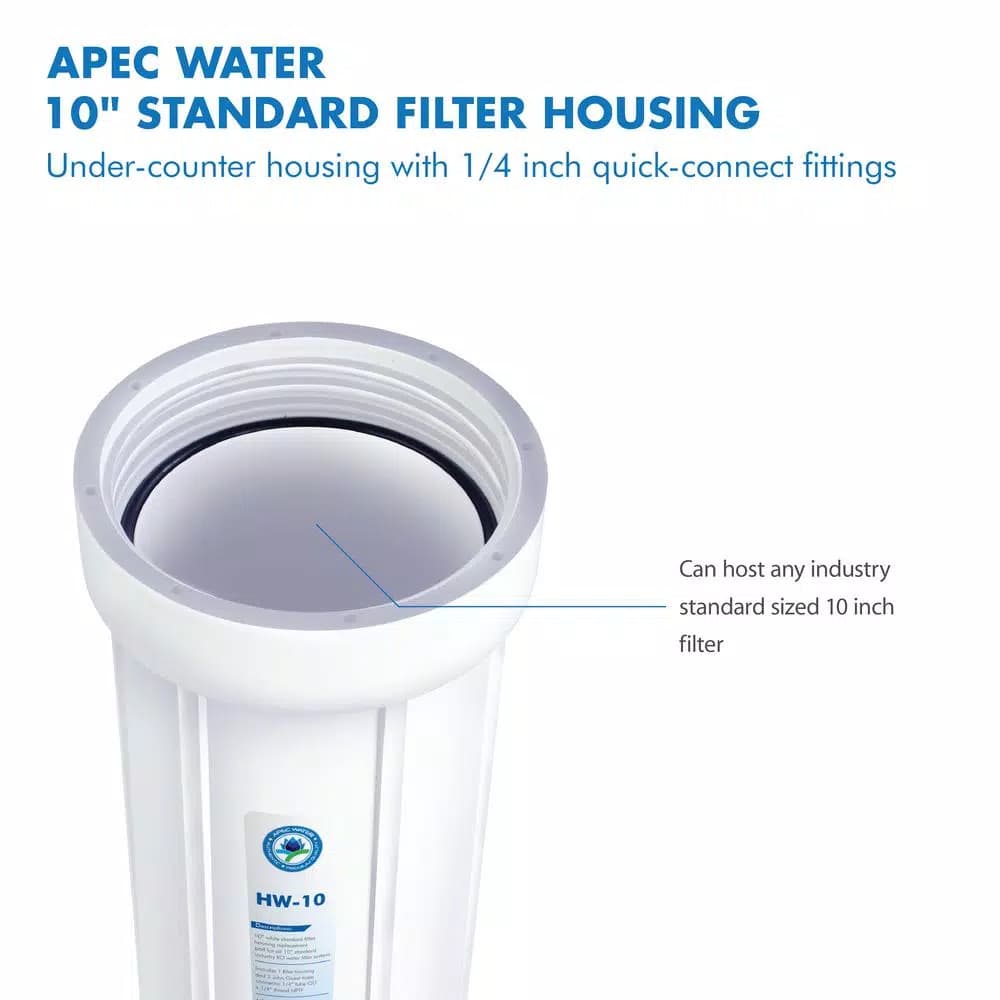 APEC Water Systems 10 in. White Industry Standard Filter Housing with 1/4 in. John Guest Quick Connect