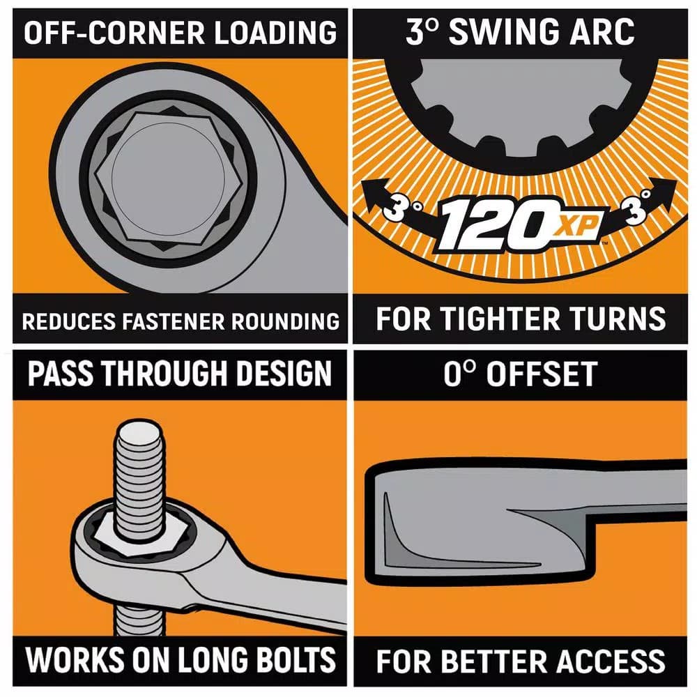 GearWrench 120XP Universal Spline XL Flex-Head SAE Ratcheting Wrench Set, 10-Piece