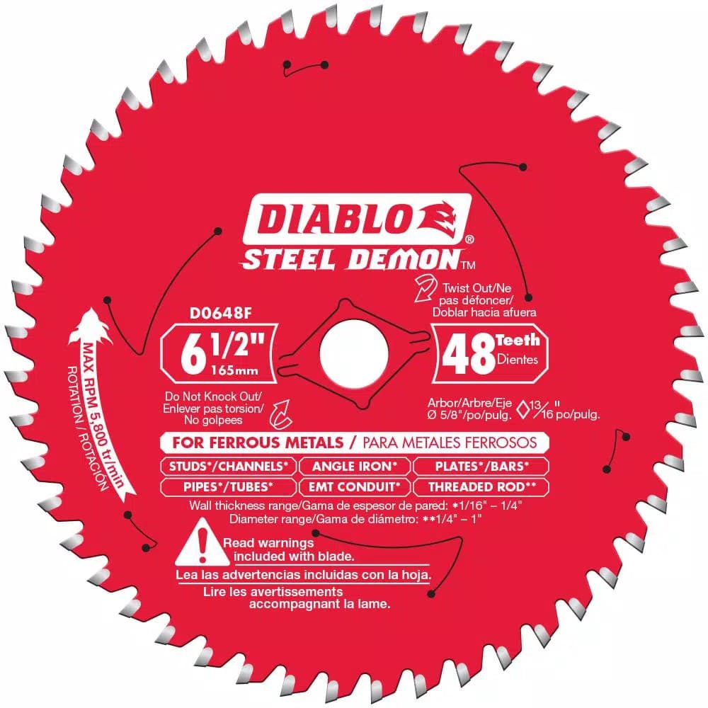 Diablo Steel Demon 6-1/2 in. x 48 TPI Ferrous Metal Cutting Circular Saw Blade
