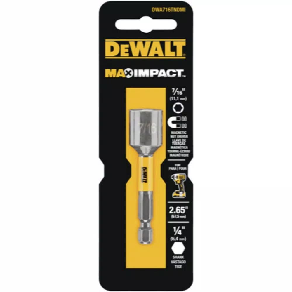 DEWALT MAX Impact 7/16 in. Nut Driver, Impact Rated Torsion Nut Setter with Hex Shank