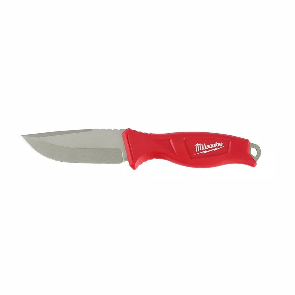 Milwaukee 4 in. Tradesman Fixed Blade Knife with Stainless Steel Drop Point Blade