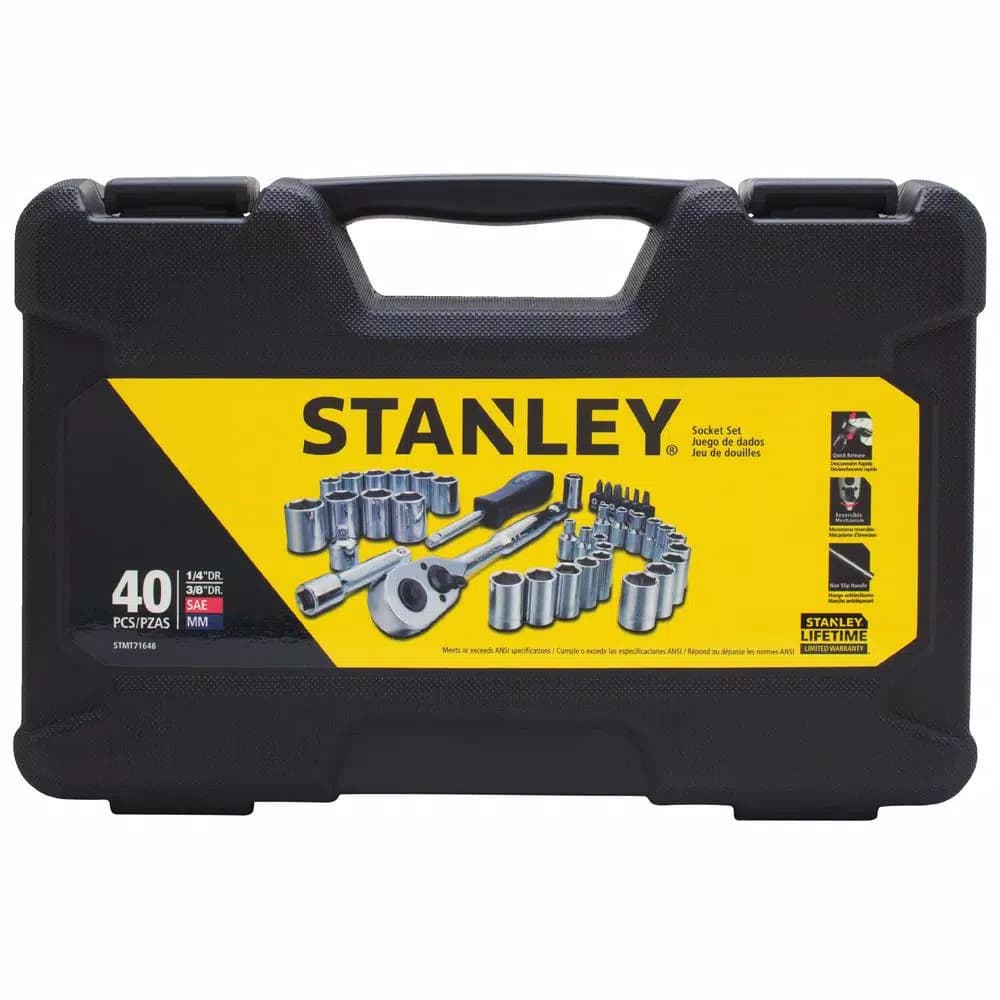 STANLEY 40-Piece Mechanics Socket Set with 72-Tooth Ratchet