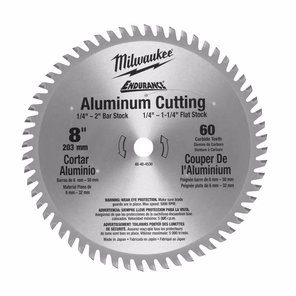 Milwaukee 8 in. x 60T Carbide Teeth Non-Ferrous Metal Cutting Circular Saw Blade, 5/8 in. Arbor