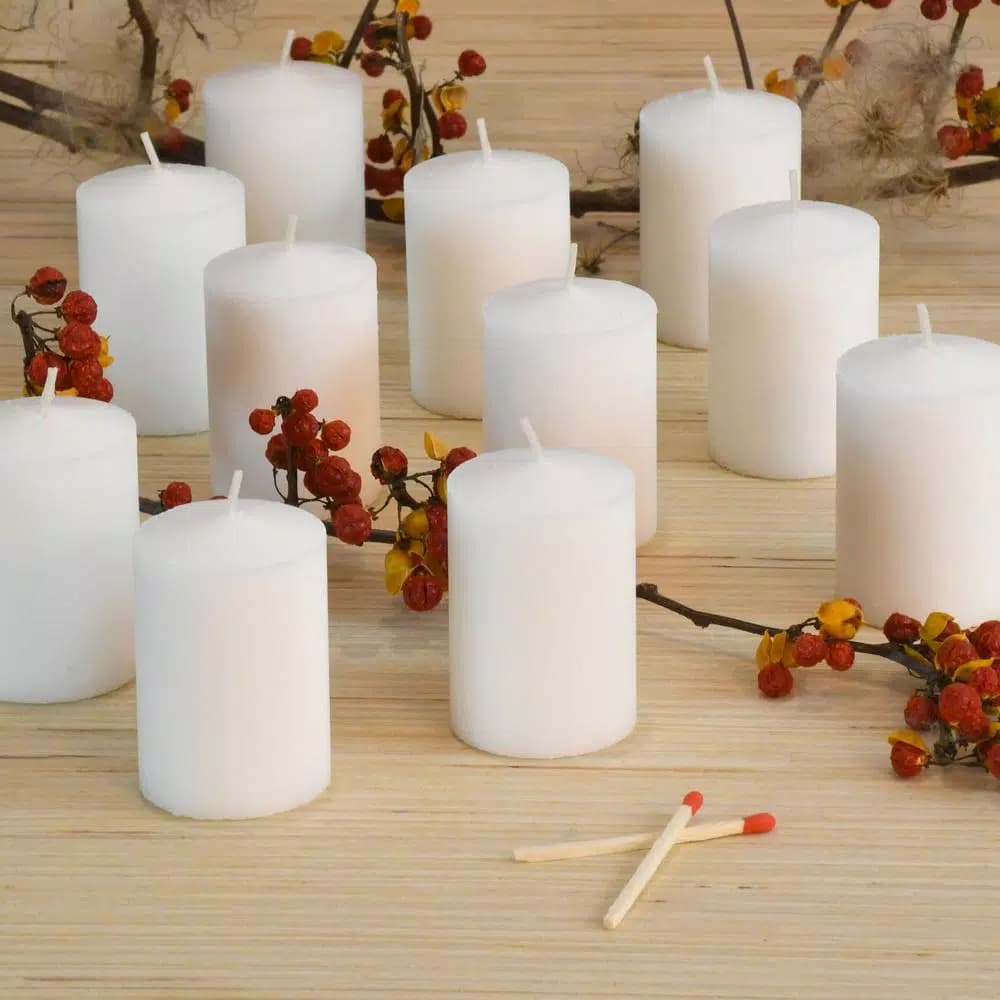 LUMABASE White Unscented Paraffin Wax Votive Candles, 15-Hour Burn Time, 36-Count Pack