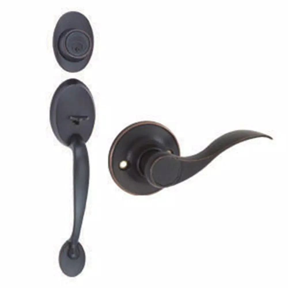 Design House Coventry Oil-Rubbed Bronze Entry Handleset with Springdale Lever and Single Cylinder Deadbolt
