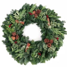 VAN ZYVERDEN 24 in. Live Fresh Cut Pacific Northwest Cinnamon Spice Christmas Wreath thumbnail 1